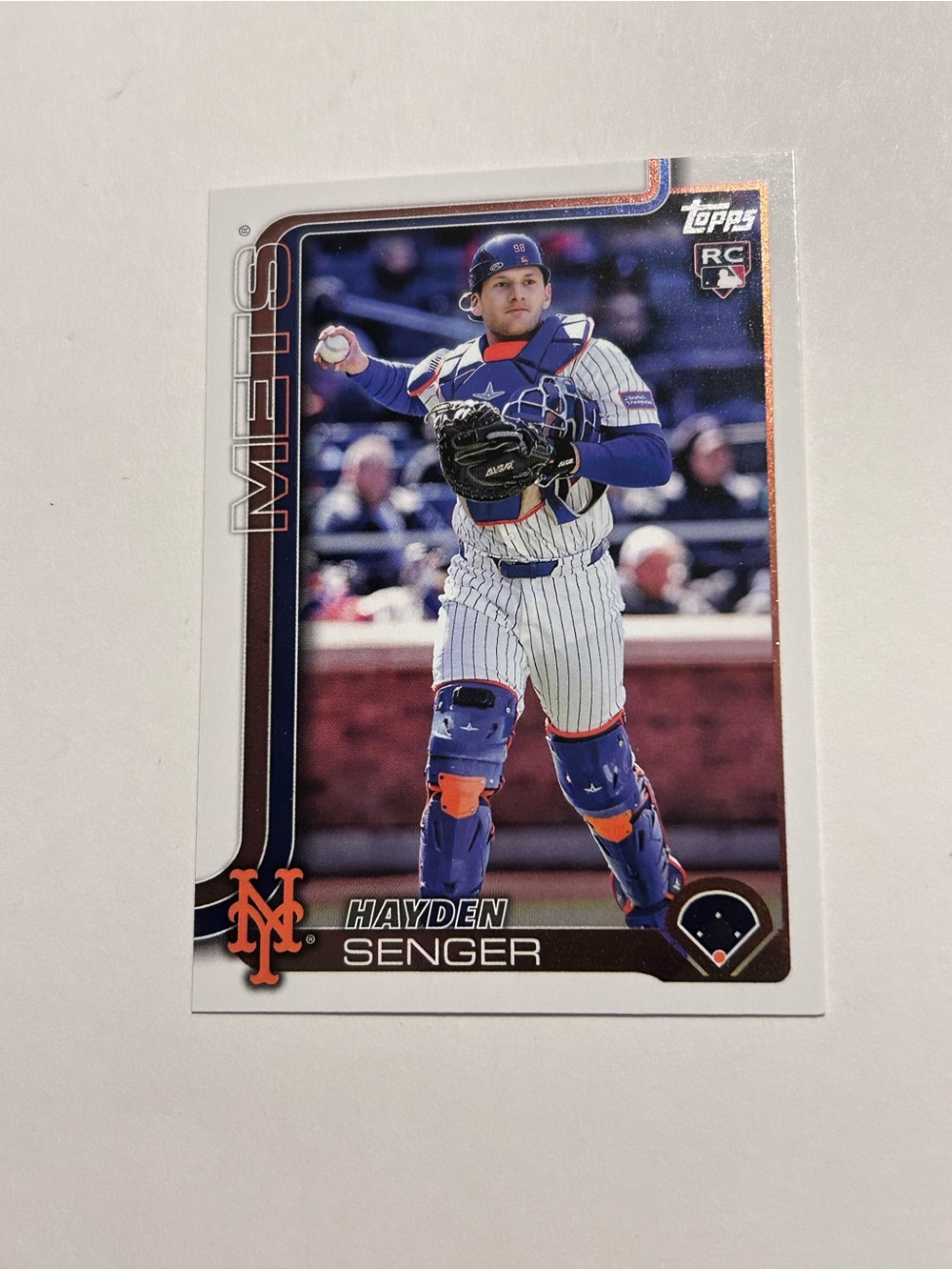 Topps RC Hayden Senger Mets Baseball Card - Blue & Orange
